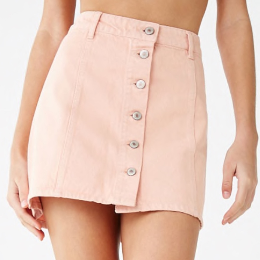 NWT PINK DENIM BUTTON DOWN SKIRT
